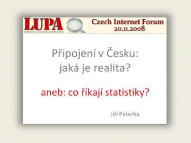 Pednka: Pipojen v esku: jak je realita, aneb: co kaj statistiky?